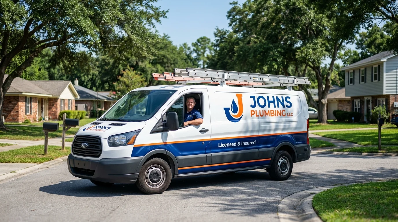 Johns Plumbing LLC service van in Adams, WI